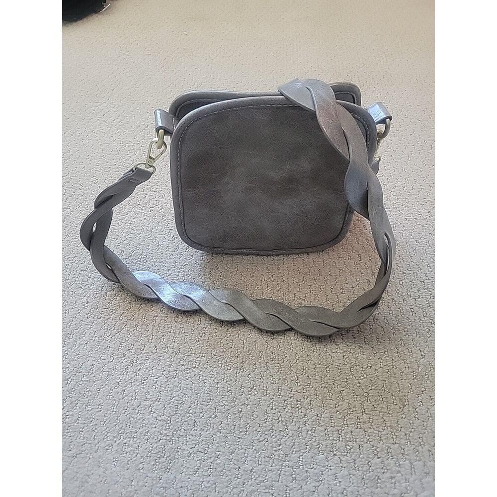 Anthropologie Faux Leather Grey/Griege Small Handbag/Crossbody Bag 8”x8”x3”